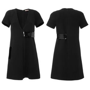 Christopher Kane Black Raglan Sleeve Leather Dress